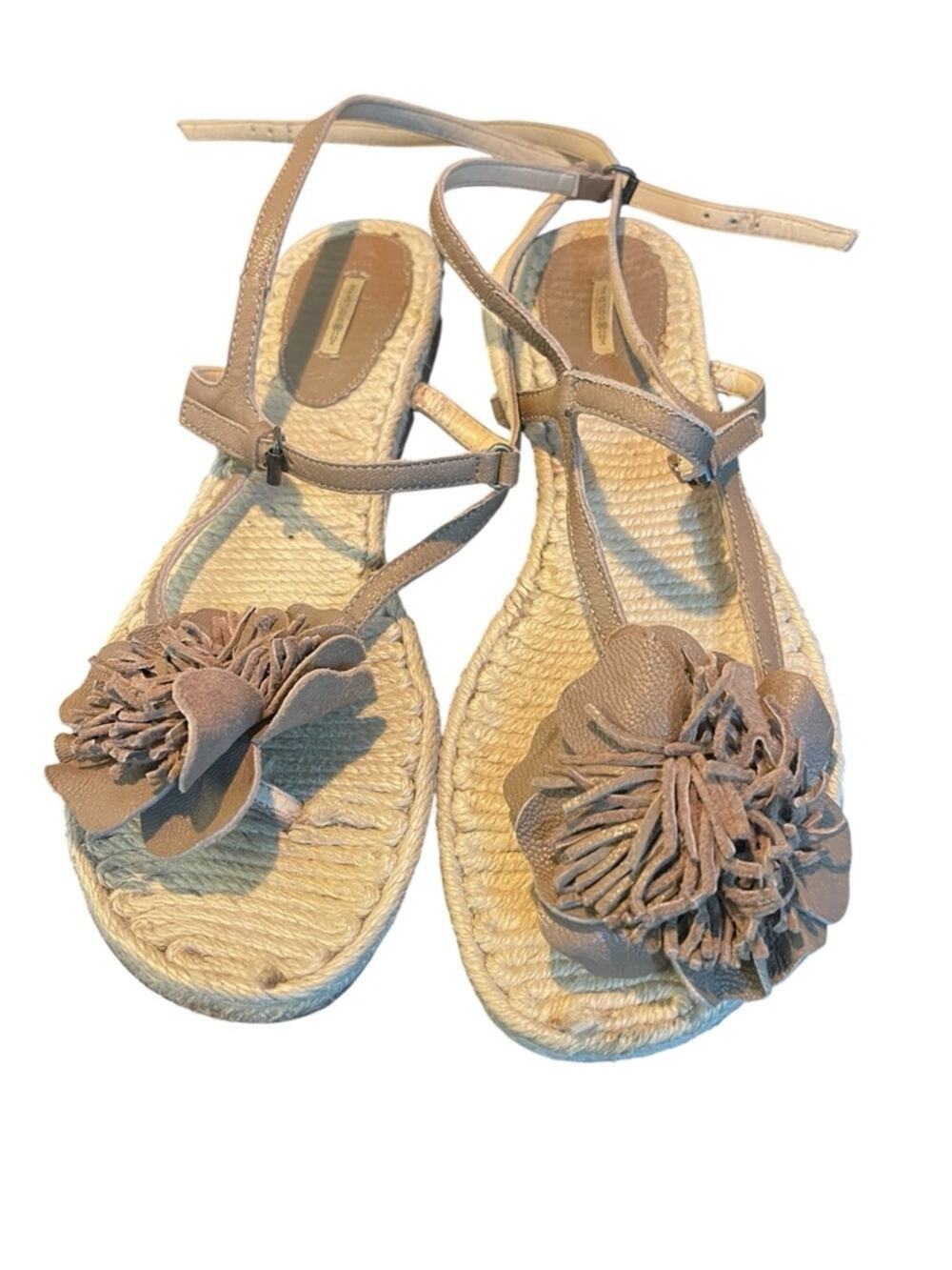 MAX STUDIO Women’s Tan Floral Espadrille Sandals, Size 9